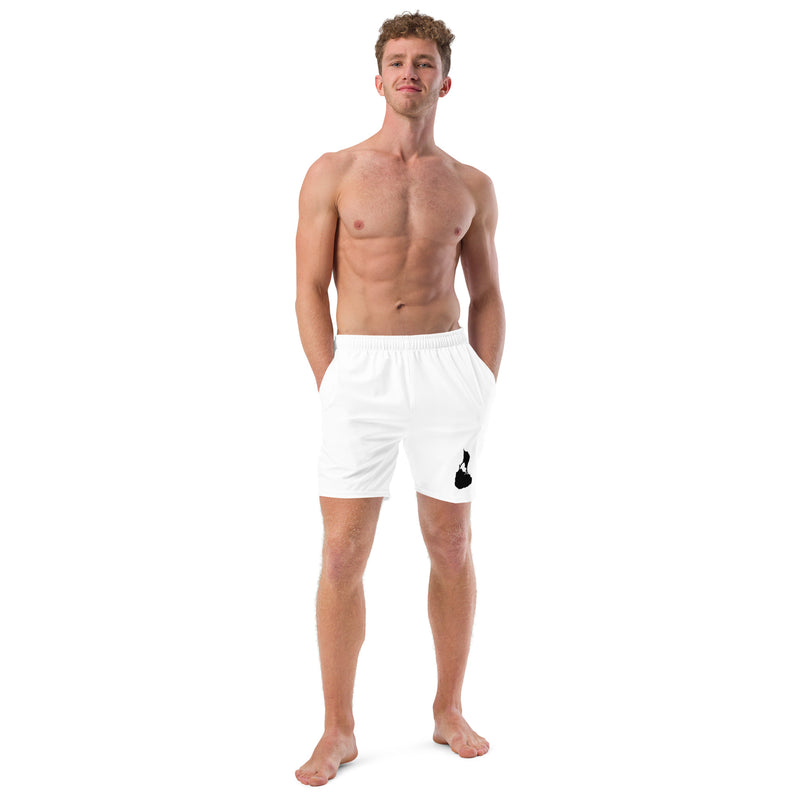 White Block Island recycled swim trunks, front view