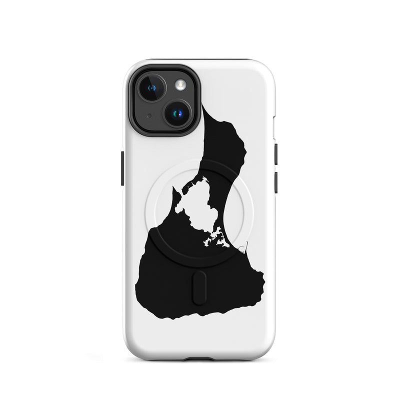 White Block Island MagSafe phone case for iPhone 14, front view