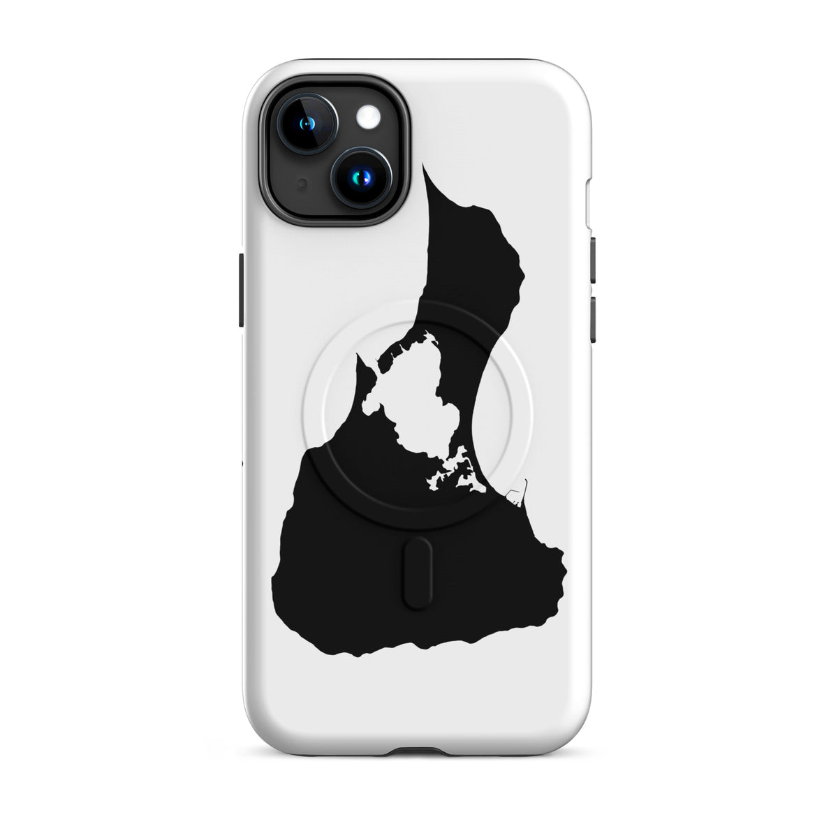White Block Island MagSafe phone case for iPhone 15 Plus, front view