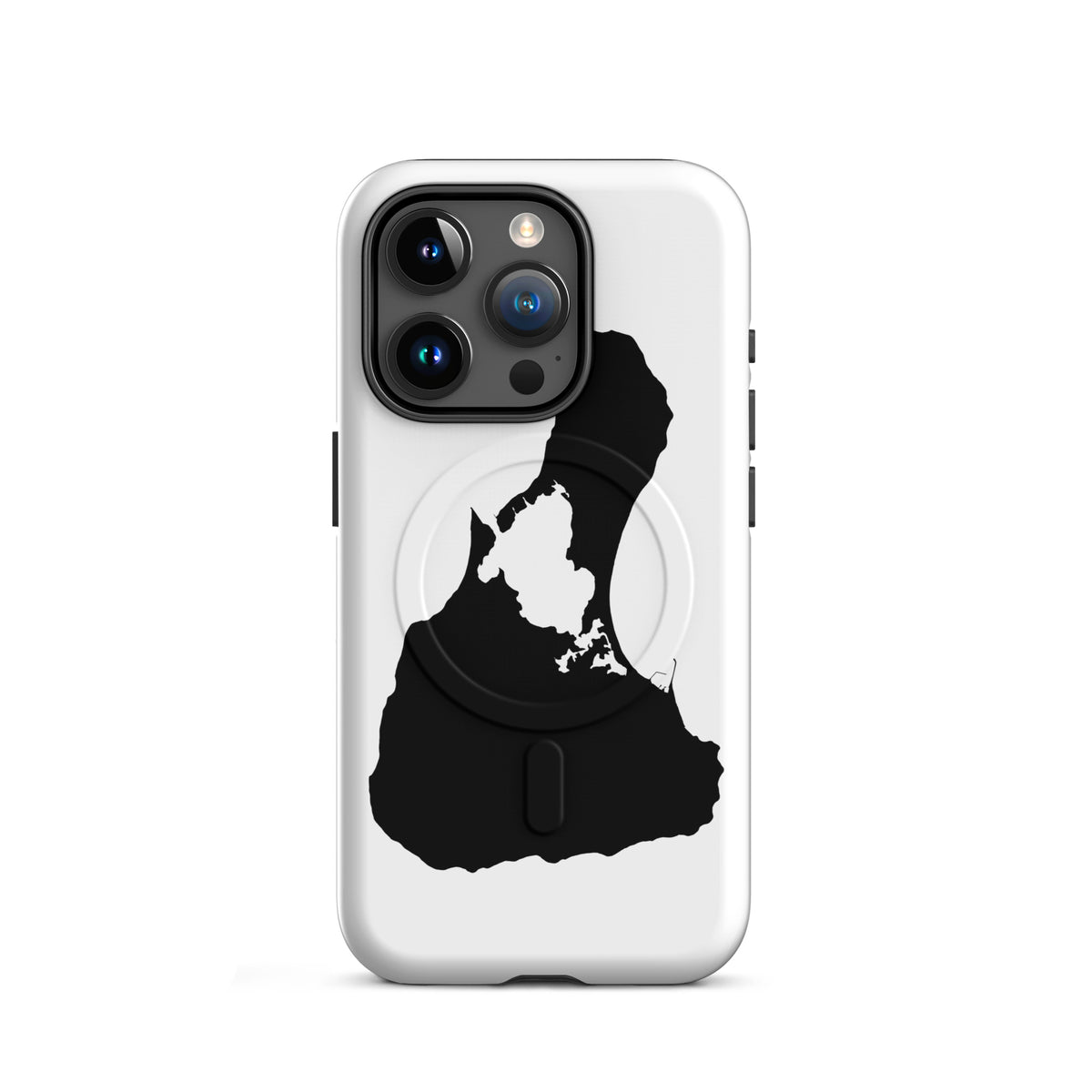 White Block Island MagSafe phone case for iPhone 15 Pro, front view