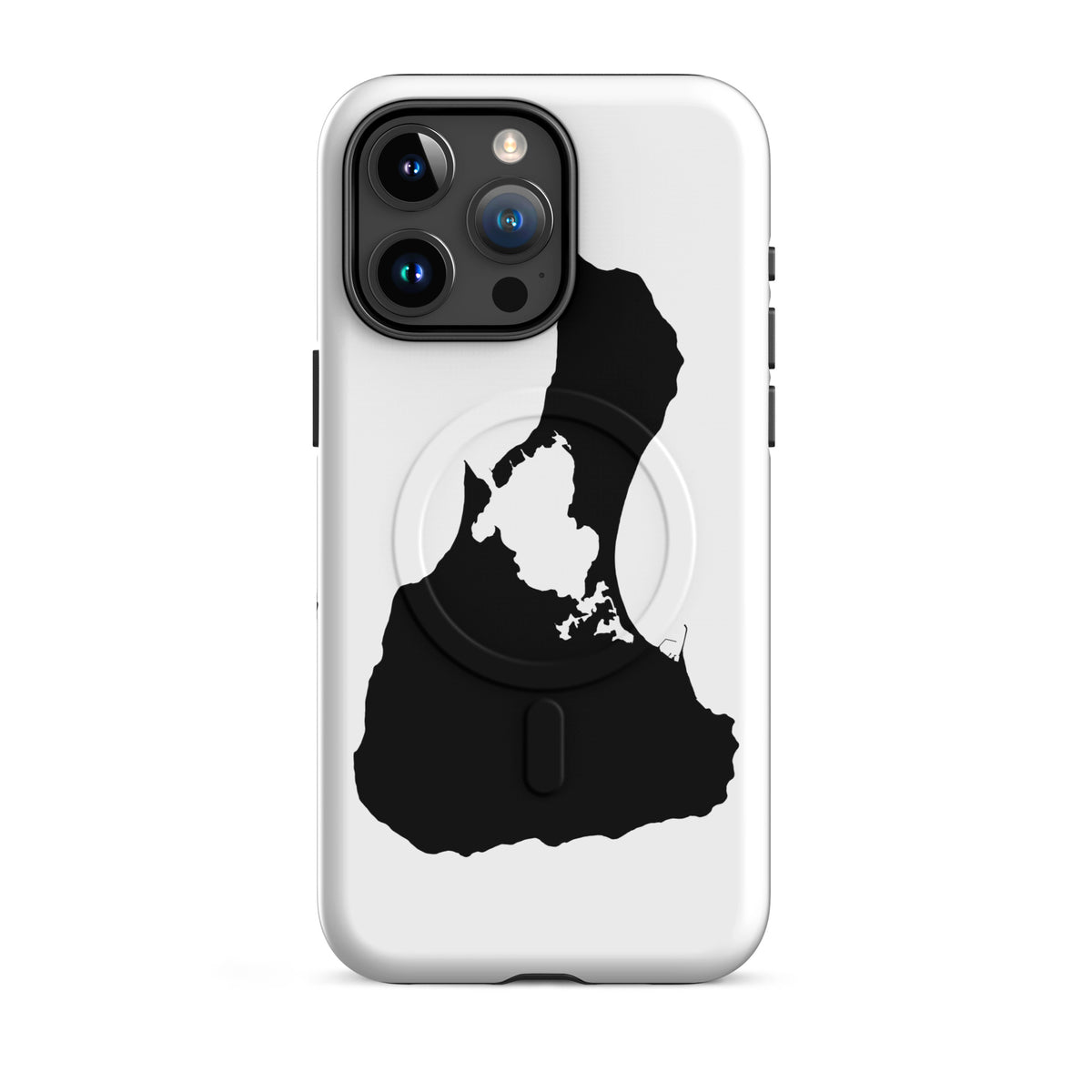 White Block Island MagSafe phone case for iPhone 15 Pro Max, front view