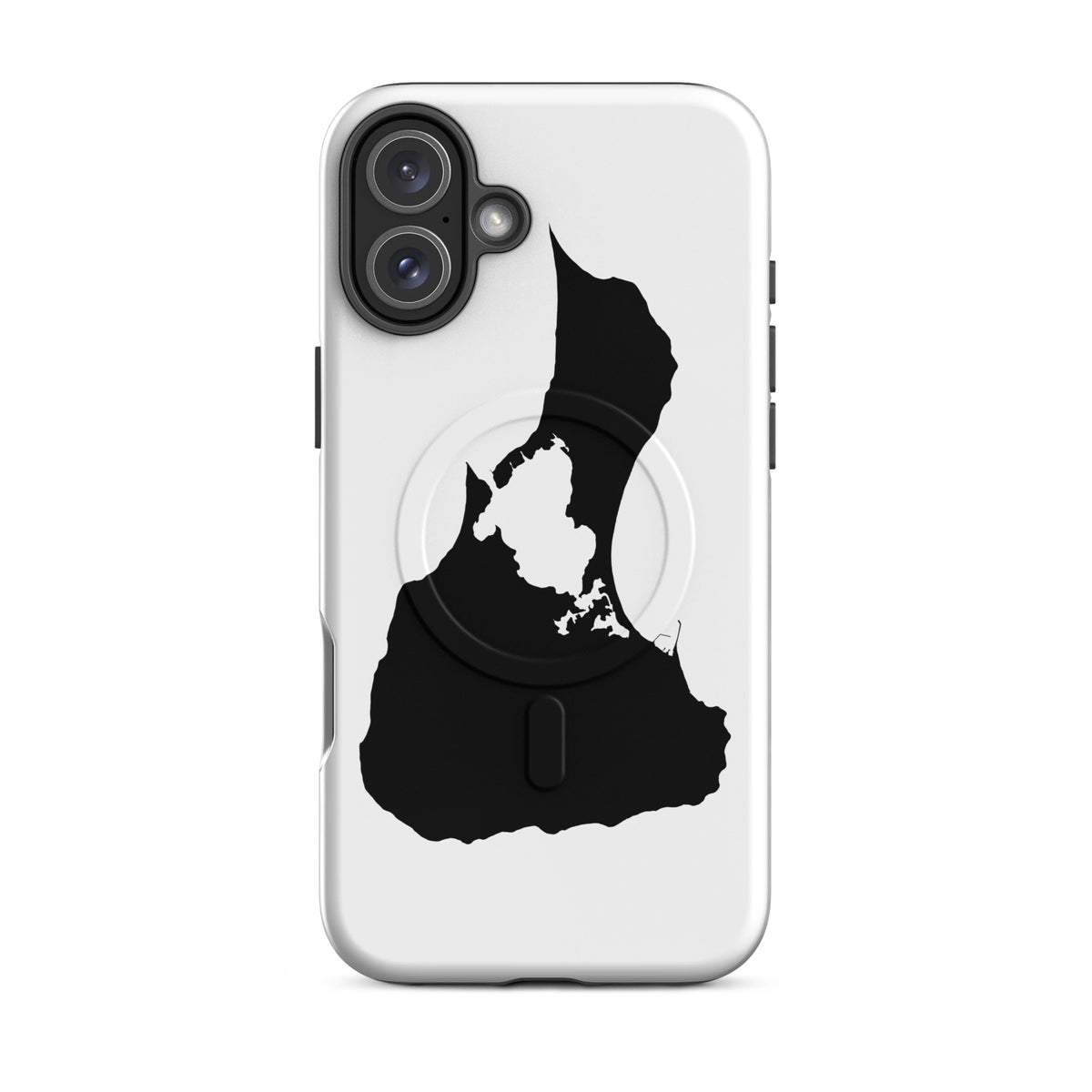 White Block Island MagSafe phone case for iPhone 16 Plus, front view