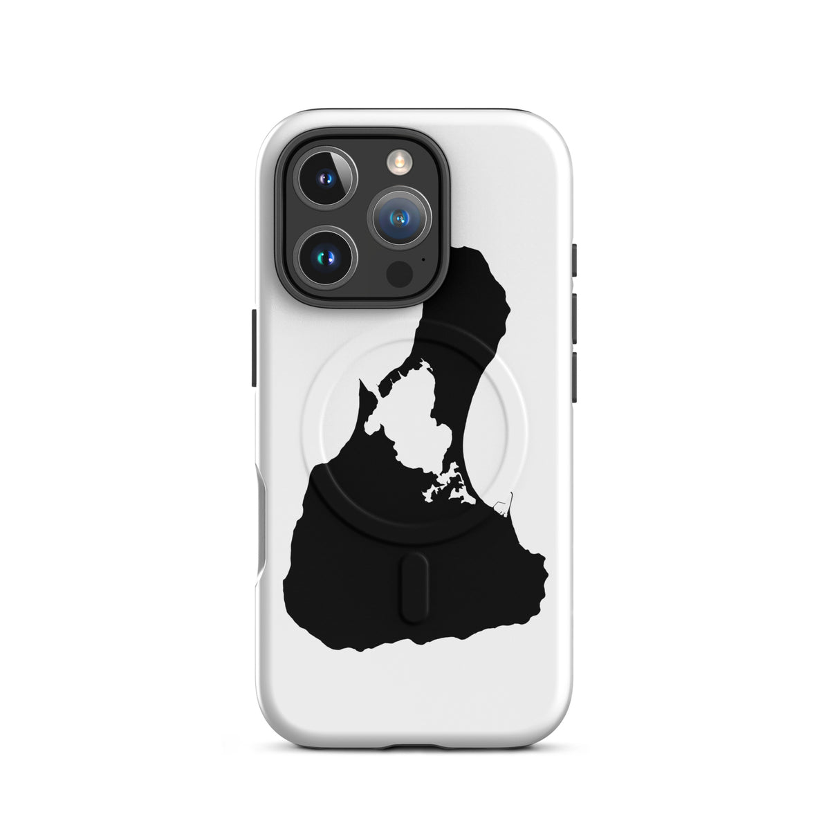 White Block Island MagSafe phone case for iPhone 16 Pro, front view