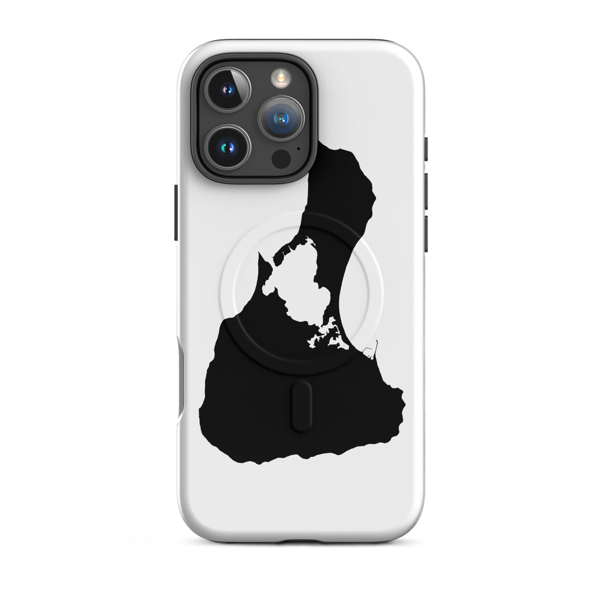White Block Island MagSafe phone case for iPhone 16 Pro Max, front view