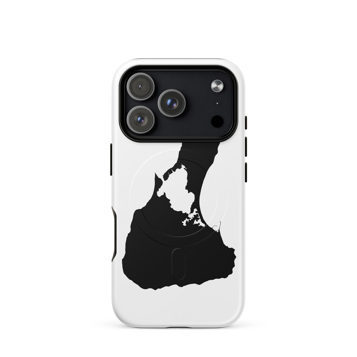White Block Island MagSafe phone case for iPhone 17 Pro, front view