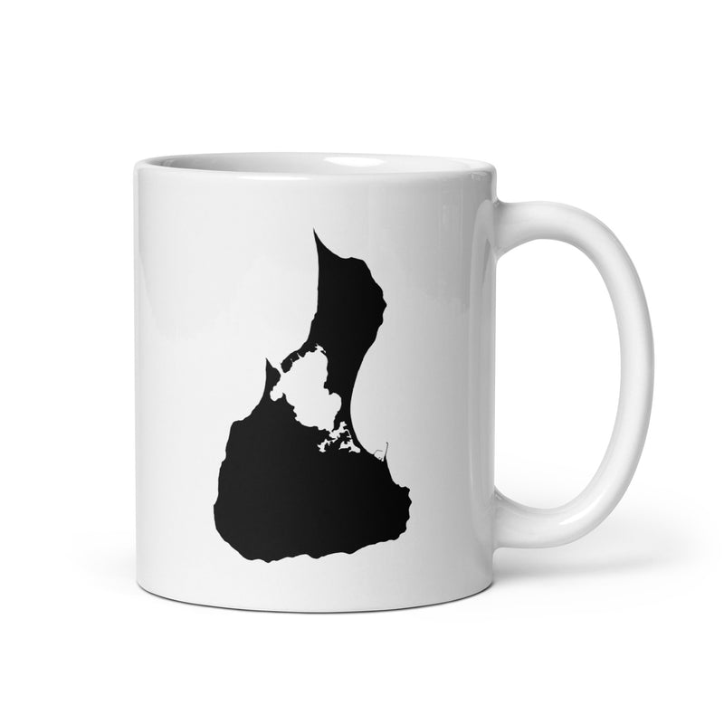 White 11 oz Block Island ceramic mug with handle on right